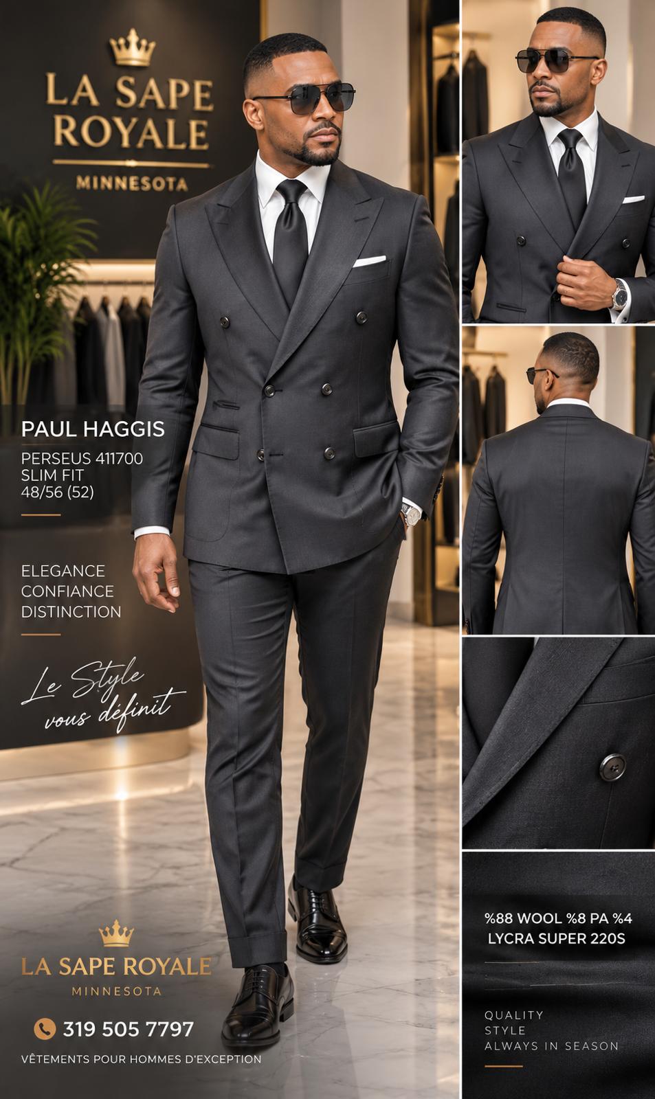 Luxury double breasted black suit designed suit for modern gentleman. refined, tailored and structured and polished for weddings, gala, business occasions.